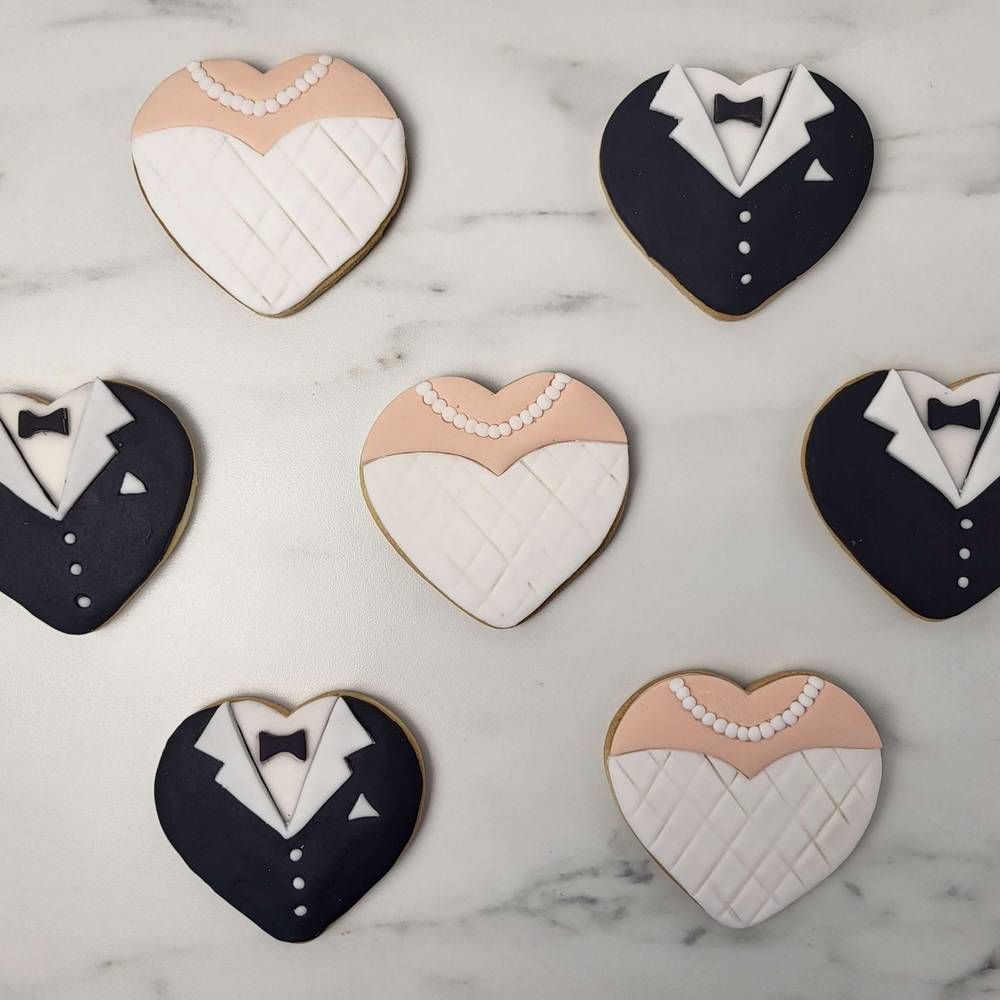 Μπισκότα σετ γαμπρός και νύφη καρδιές