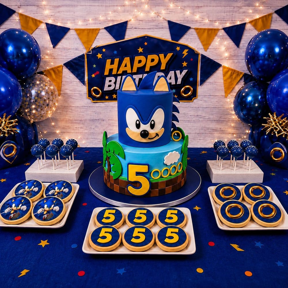 Τούρτα Δυόροφη Sonic και πίστα Σετ