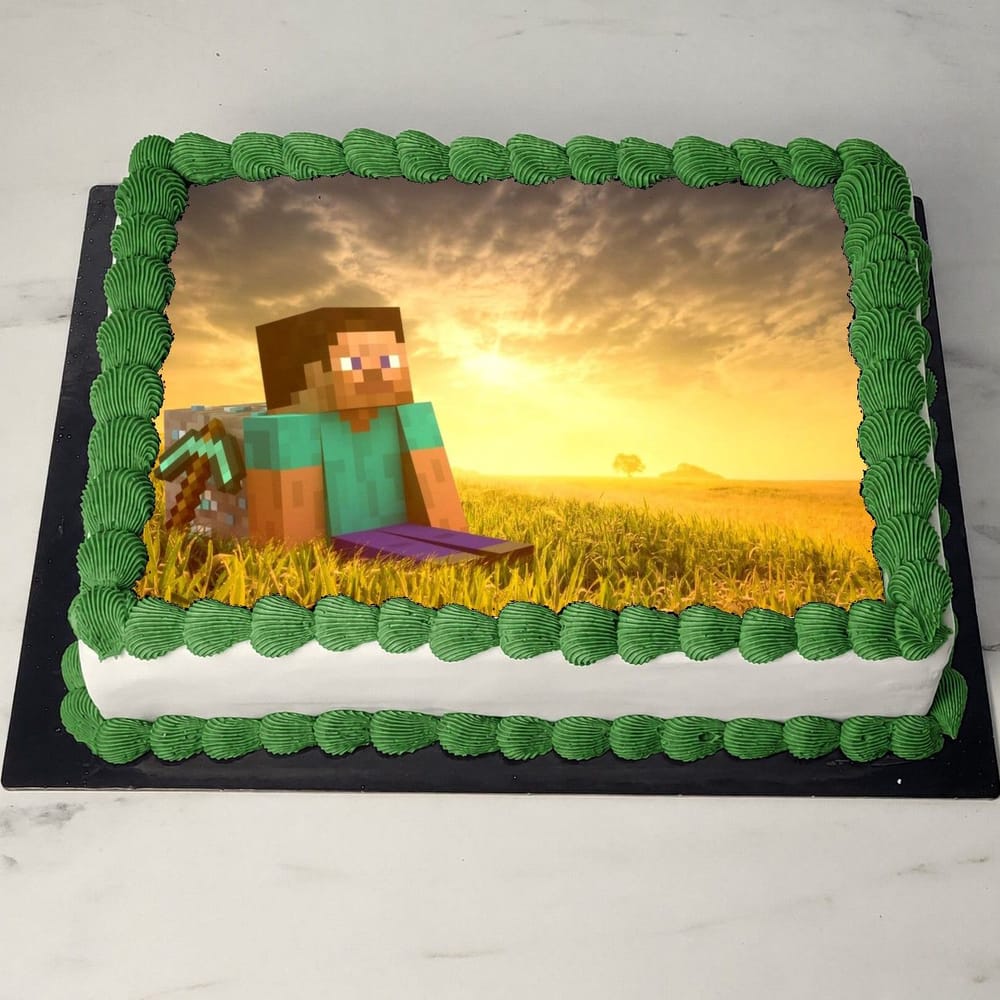 Τούρτα Minecraft Steve ηλιοβασίλεμα