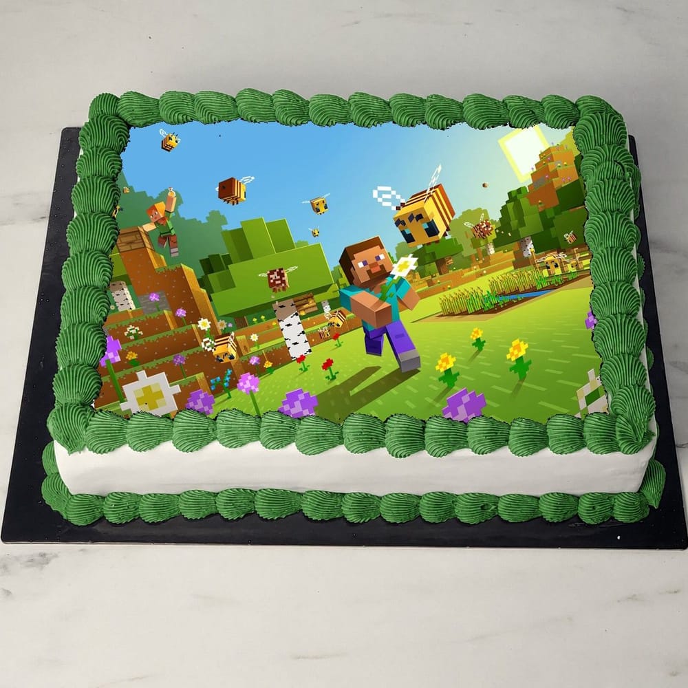 Τούρτα Minecraft Steve και μέλισσες
