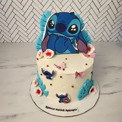 Τούρτα Stitch λουλούδια και πεταλούδες