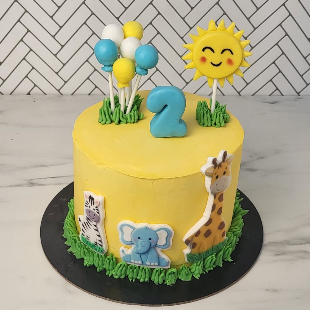 Τούρτα Ζωάκια της ζούγκλας και μπαλόνια