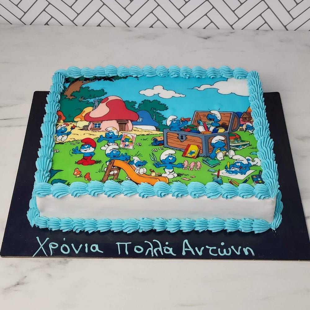 Τούρτα Στρουμφάκια με Στάμπα